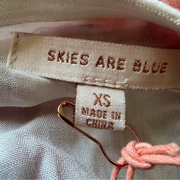 SKIES ARE BLUE Floral Flutter Sleeve Maxi Dress Pink White Size XS NWOT Flaw - Picture 11 of 14